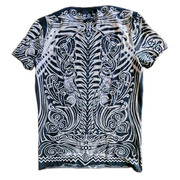 Jean Paul Gaultier SS 1996 Semi Sheer T Shirt With Black Mesh and Morph Size M - Picture 2 of 8